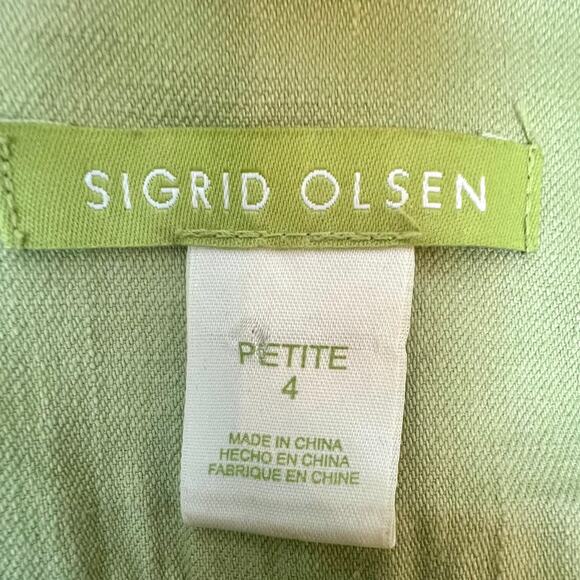 Sigrid Olsen Jacket Womens Size 4 Green Denim Stretch Pea Coat - Picture 7 of 9